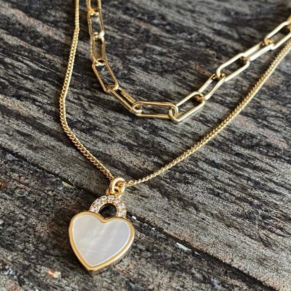 Free People Jewelry - NEW FP x Luna Norte Mother Of Pearl Heart Layering Necklace Set